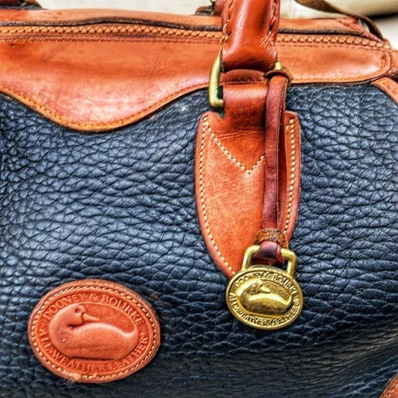 Dooney and Bourke Vintage 1981 Black & Brown Leather Satchel Bag - Picture 3 of 3